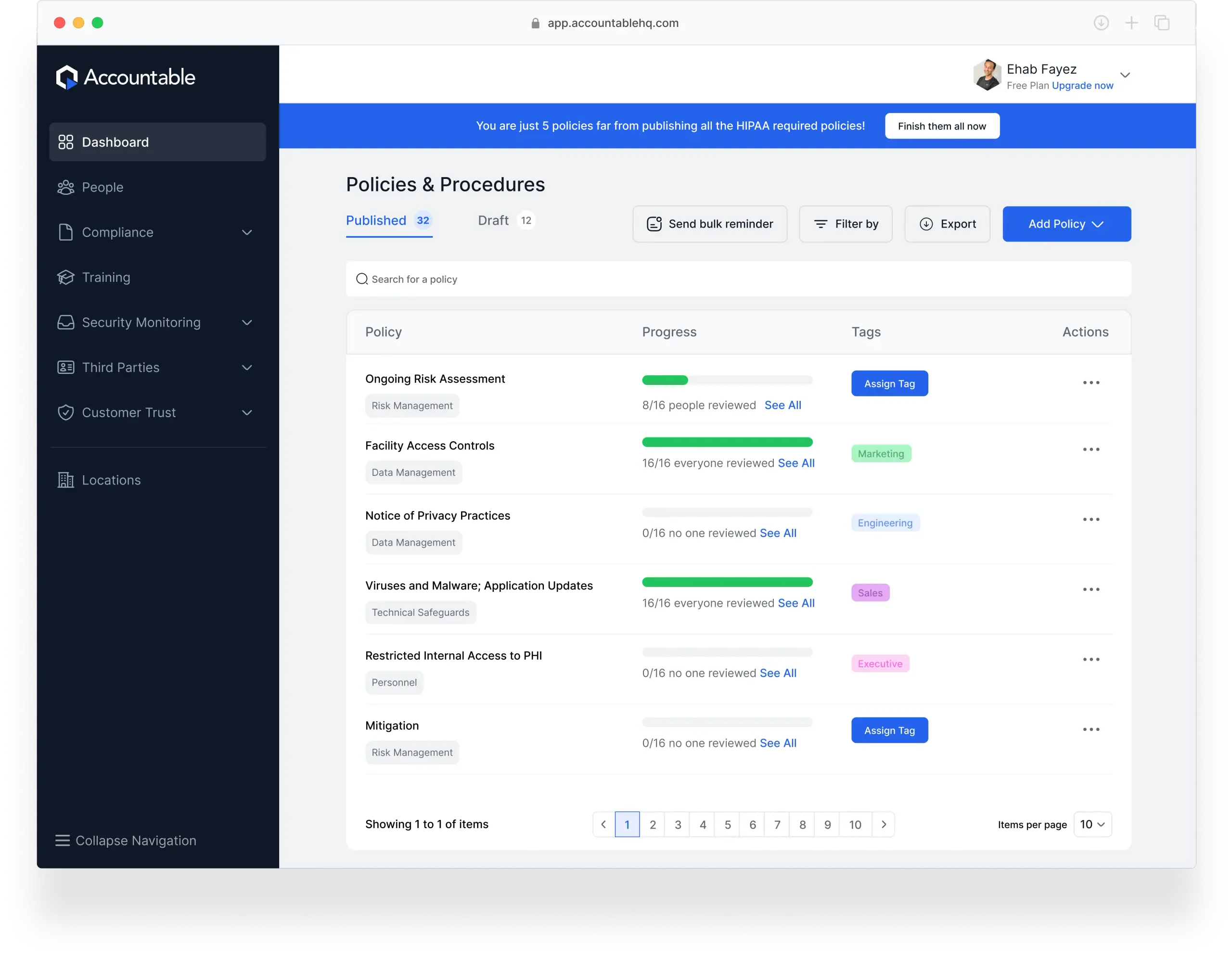 HIPAA Policies & Procedures Management