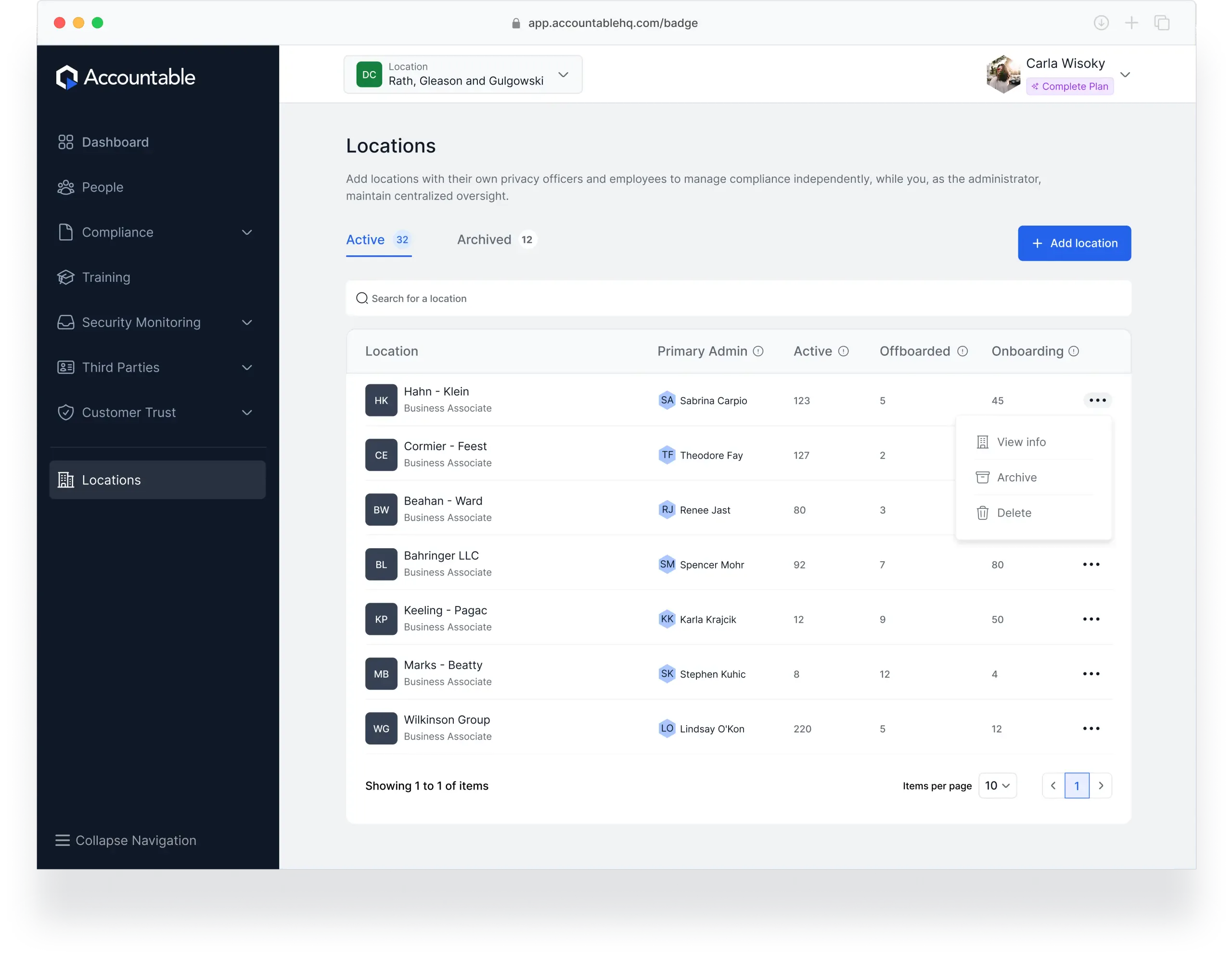 Multiple Location Management