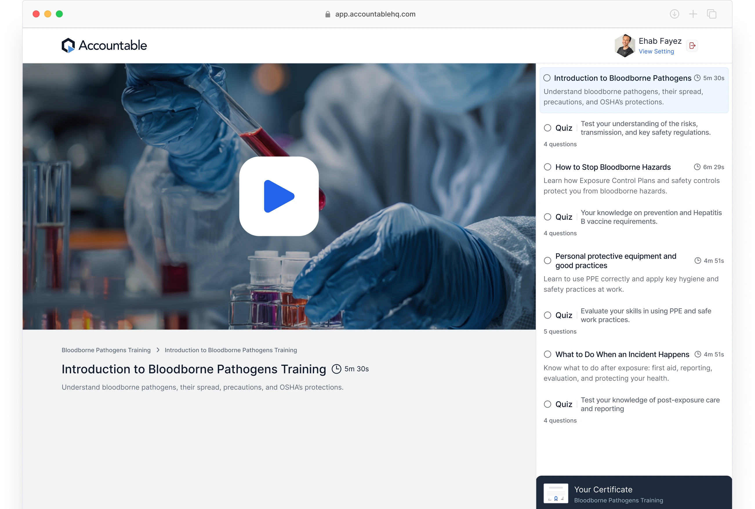 Bloodborne Pathogens Training